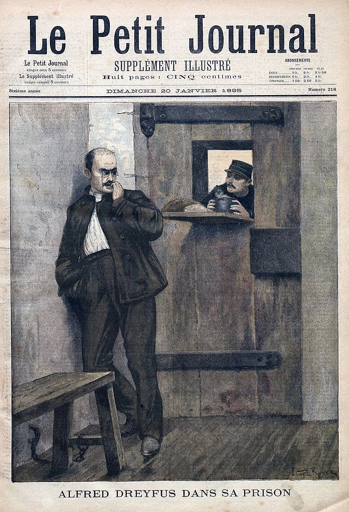 Uno dei supplementi illustrati al Petit Journal - Affare Dreyfus. Alfred Dreyfus nella sua prigione